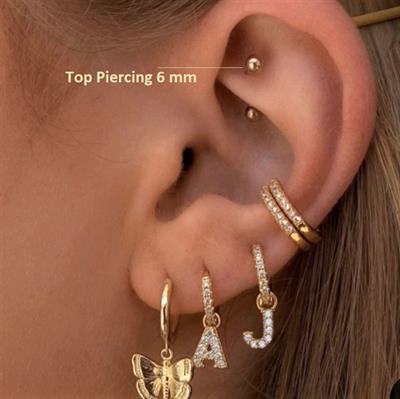 6 mm Cerrahi Çelik Gold Renkli İki Ucu Top Piercing Tragus Helix Conch Lob Daith