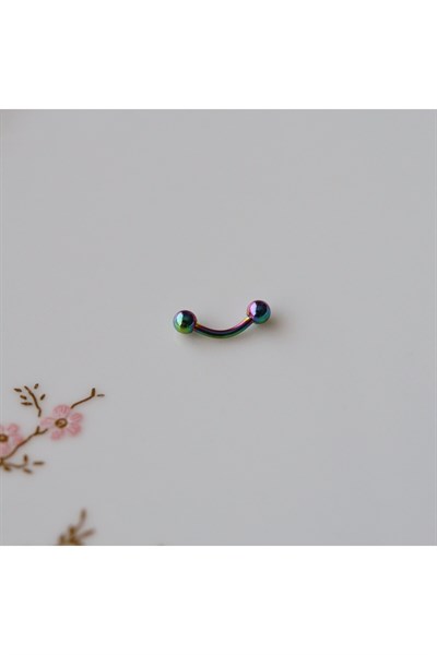 6 mm Cerrahi Çelik Hologram Renkli İki Ucu Top Piercing Tragus Helix Conch Lob Daith