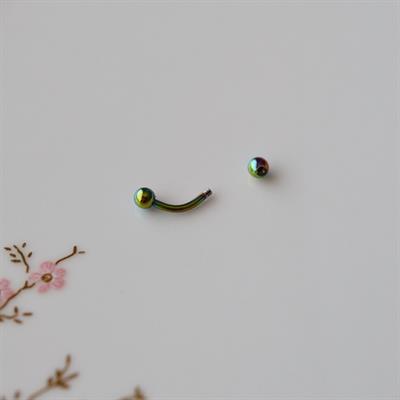 6 mm Cerrahi Çelik Hologram Renkli İki Ucu Top Piercing Tragus Helix Conch Lob Daith