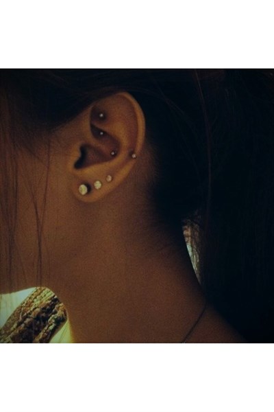 6 mm Cerrahi Çelik Siyah Renkli İki Ucu Top Piercing Tragus Helix Conch Lob Daith