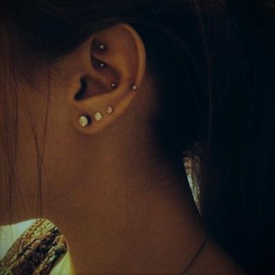 6 mm Cerrahi Çelik Siyah Renkli İki Ucu Top Piercing Tragus Helix Conch Lob Daith
