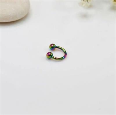 6 mm Düz Çelik Tragus Helix Piercing Hologram Renk Ucu Toplu