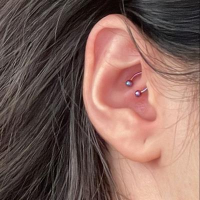 6 mm Düz Çelik Tragus Helix Piercing Hologram Renk Ucu Toplu