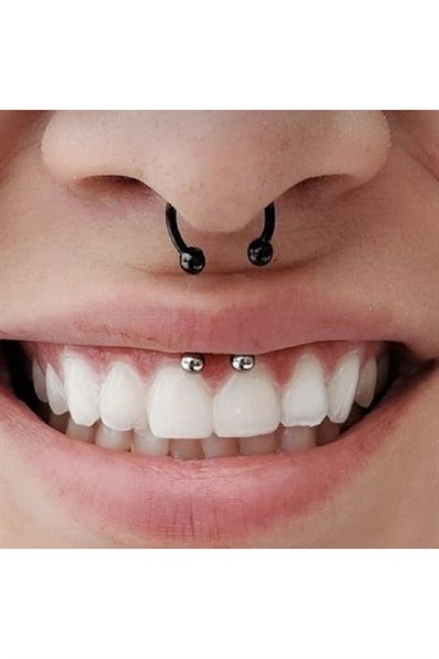 6 mm Düz Çelik Tragus Helix Piercing Silver Renk Ucu Toplu