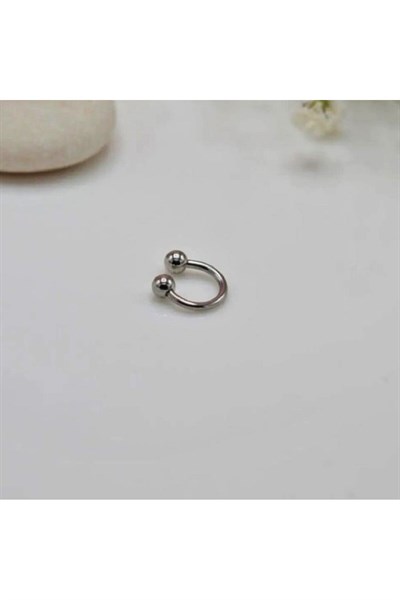 6 mm Düz Çelik Tragus Helix Piercing Silver Renk Ucu Toplu