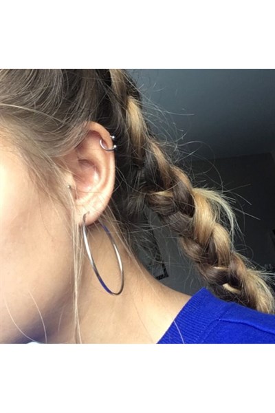 6 mm Düz Çelik Tragus Helix Piercing Silver Renk Ucu Toplu