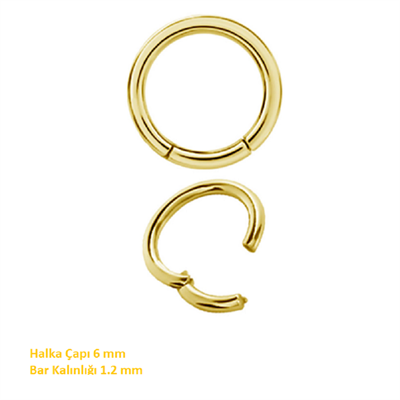 6 mm Gold Cerrahi Çelik Düz Halka Tragus Piercing Helix Kıkırdak Rook Daith