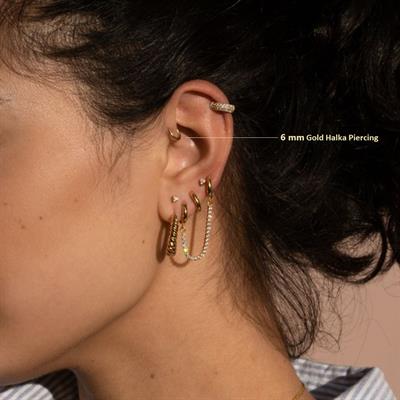 6 mm Gold Cerrahi Çelik Düz Halka Tragus Piercing Helix Kıkırdak Rook Daith