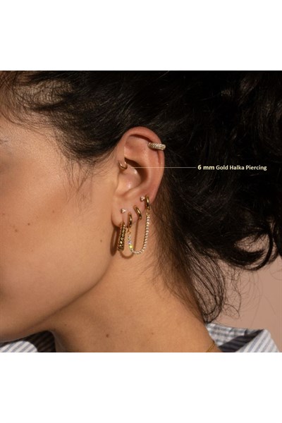 6 mm Gold Cerrahi Çelik Düz Halka Tragus Piercing Helix Kıkırdak Rook Daith