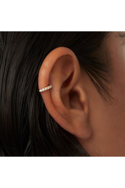 6 mm Gold Taşlı Halka Piercing Tragus Forward Helix Kıkırdak