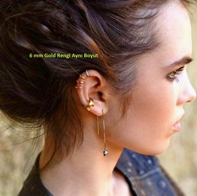 6 mm Hologram Cerrahi Çelik Düz Halka Tragus Piercing Helix Kıkırdak Rook Daith