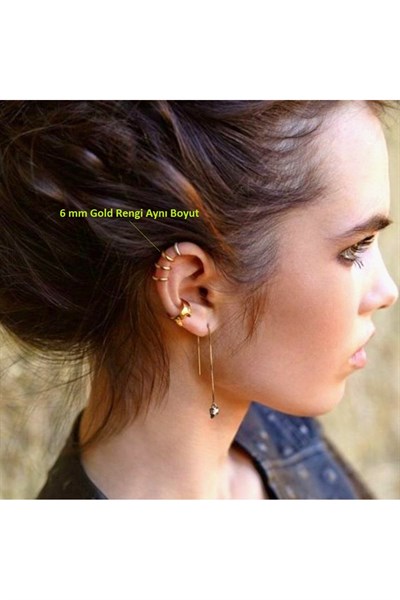 6 mm Hologram Cerrahi Çelik Düz Halka Tragus Piercing Helix Kıkırdak Rook Daith