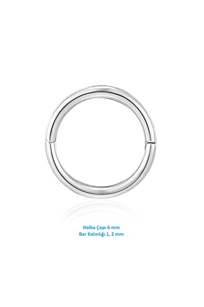 6 mm Silver Cerrahi Çelik Düz Halka Tragus Piercing Helix Kıkırdak Rook Daith