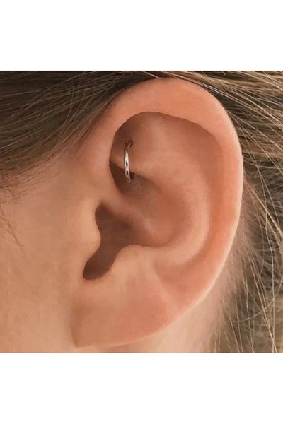 6 mm Silver Cerrahi Çelik Düz Halka Tragus Piercing Helix Kıkırdak Rook Daith