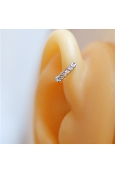 6 mm Silver Renk Taşlı Halka Piercing Tragus Forward Helix Kıkırdak