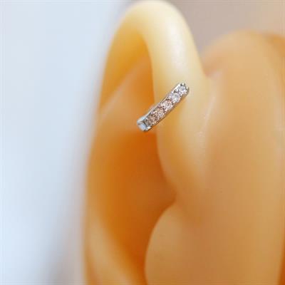 6 mm Silver Renk Taşlı Halka Piercing Tragus Forward Helix Kıkırdak