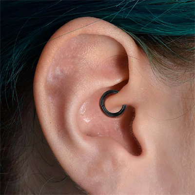 6 mm Siyah Cerrahi Çelik Düz Halka Tragus Piercing Helix Kıkırdak Rook Daith