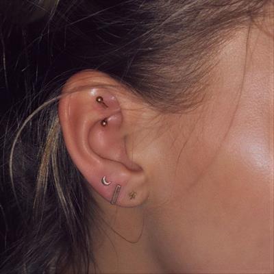 8 mm Cerrahi Çelik Gold Renkli İki Ucu Top Piercing Tragus Helix Conch Lob Daith