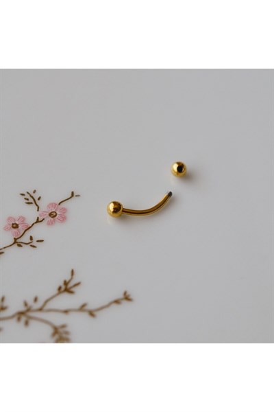 8 mm Cerrahi Çelik Gold Renkli İki Ucu Top Piercing Tragus Helix Conch Lob Daith
