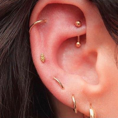 8 mm Cerrahi Çelik Gold Renkli İki Ucu Top Piercing Tragus Helix Conch Lob Daith
