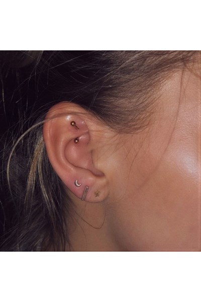 8 mm Cerrahi Çelik Gold Renkli İki Ucu Top Piercing Tragus Helix Conch Lob Daith