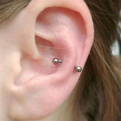 8 mm Cerrahi Çelik Gümüş Renkli İki Ucu Top Piercing Tragus Helix Conch Lob Daith