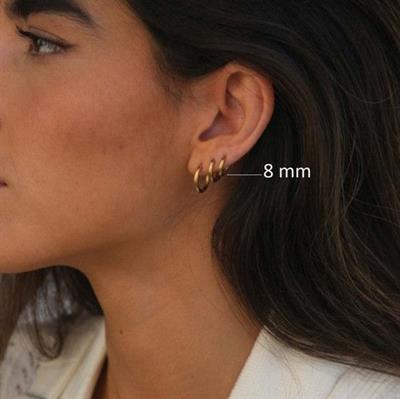 8 mm Cerrahi Çelik Halka Küpe Gold Renkli