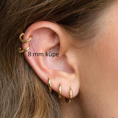 8 mm Cerrahi Çelik Halka Küpe Gold Renkli