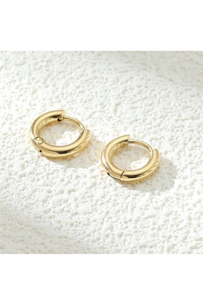 8 mm Cerrahi Çelik Halka Küpe Gold Renkli