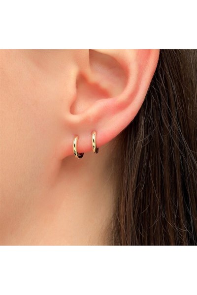 8 mm Cerrahi Çelik Halka Küpe Gold Renkli