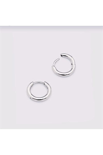 8 mm Cerrahi Çelik Halka Küpe Gümüş Renkli