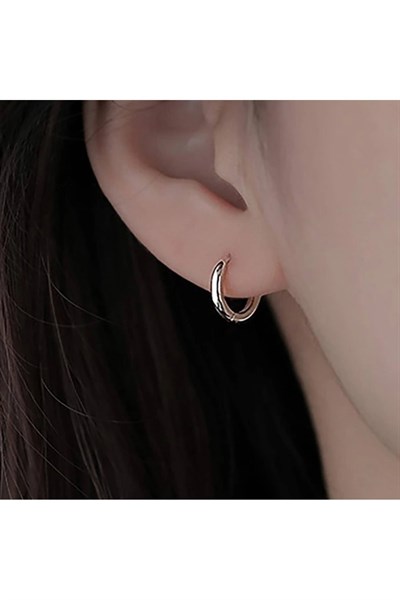 8 mm Cerrahi Çelik Halka Küpe Gümüş Renkli