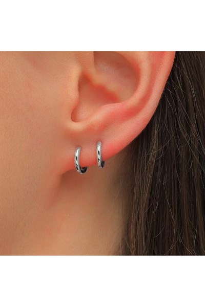 8 mm Cerrahi Çelik Halka Küpe Gümüş Renkli