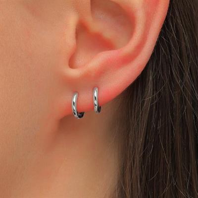 8 mm Cerrahi Çelik Halka Küpe Gümüş Renkli