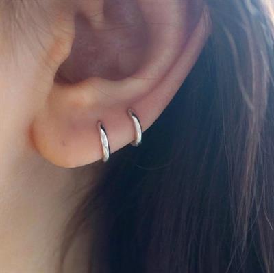 8 mm Cerrahi Çelik Halka Küpe Gümüş Renkli