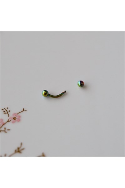 8 Mm Cerrahi Çelik Hologram Renkli Iki Ucu Top Piercing Tragus Helix Conch Lob Daith