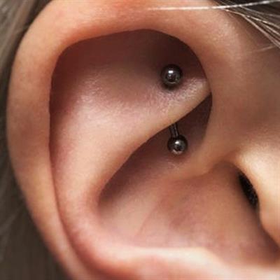 8 mm Cerrahi Çelik Siyah Renkli İki Ucu Top Piercing Tragus Helix Conch Lob Daith