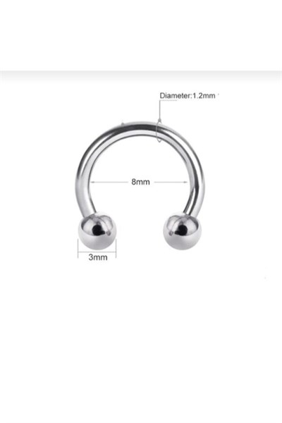 8 Mm Düz Çelik Tragus Helix Piercing Rook Daith Silver Renk Ucu Toplu