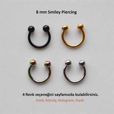 8 mm Düz Çelik Tragus Helix Piercing Rook Daith  Silver Renk Ucu Toplu
