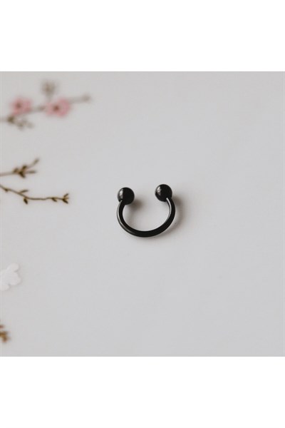 8 mm Düz Çelik Tragus Helix Piercing Rook Daith Siyah Renk Ucu Toplu