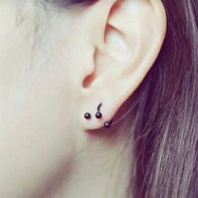 8 mm Düz Çelik Tragus Helix Piercing Rook Daith Siyah Renk Ucu Toplu