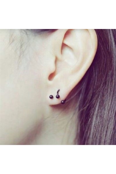 8 mm Düz Çelik Tragus Helix Piercing Rook Daith Siyah Renk Ucu Toplu