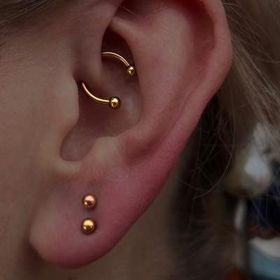 8 mm Düz Çelik Tragus Helix Piercing Rook Daith Gold Renk Ucu Toplu