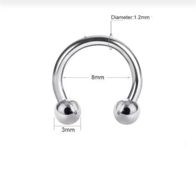 8 mm Düz Çelik Tragus Helix Piercing Rook Daith Gold Renk Ucu Toplu