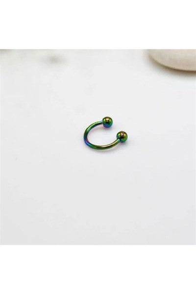 8 Mm Düz Çelik Tragus Helix Piercing Rook Daith Hologram Renk Ucu Toplu