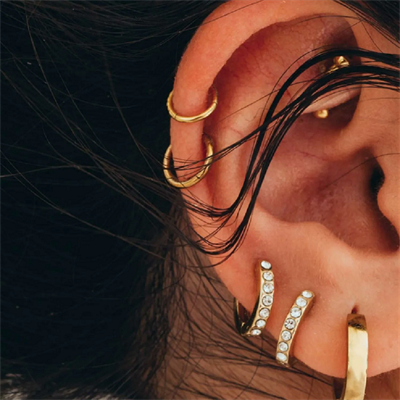 8 mm Gold Cerrahi Çelik Düz Halka Tragus Piercing Helix Kıkırdak Rook Daith Dudak Burun