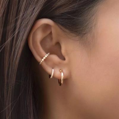 8 mm Gold Taşlı Halka Piercing Tragus Helix Forward Helix Kıkırdak