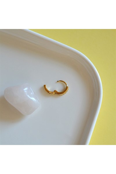 8 mm Gold Taşlı Halka Piercing Tragus Helix Forward Helix Kıkırdak