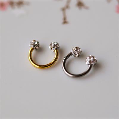 8 mm Gümüş Renk İki Ucu Taşlı Cerrahi Çelik Tragus Helix Piercing Kıkırdak Septum