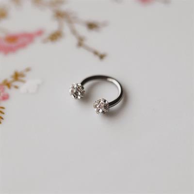 8 mm Gümüş Renk İki Ucu Taşlı Cerrahi Çelik Tragus Helix Piercing Kıkırdak Septum
